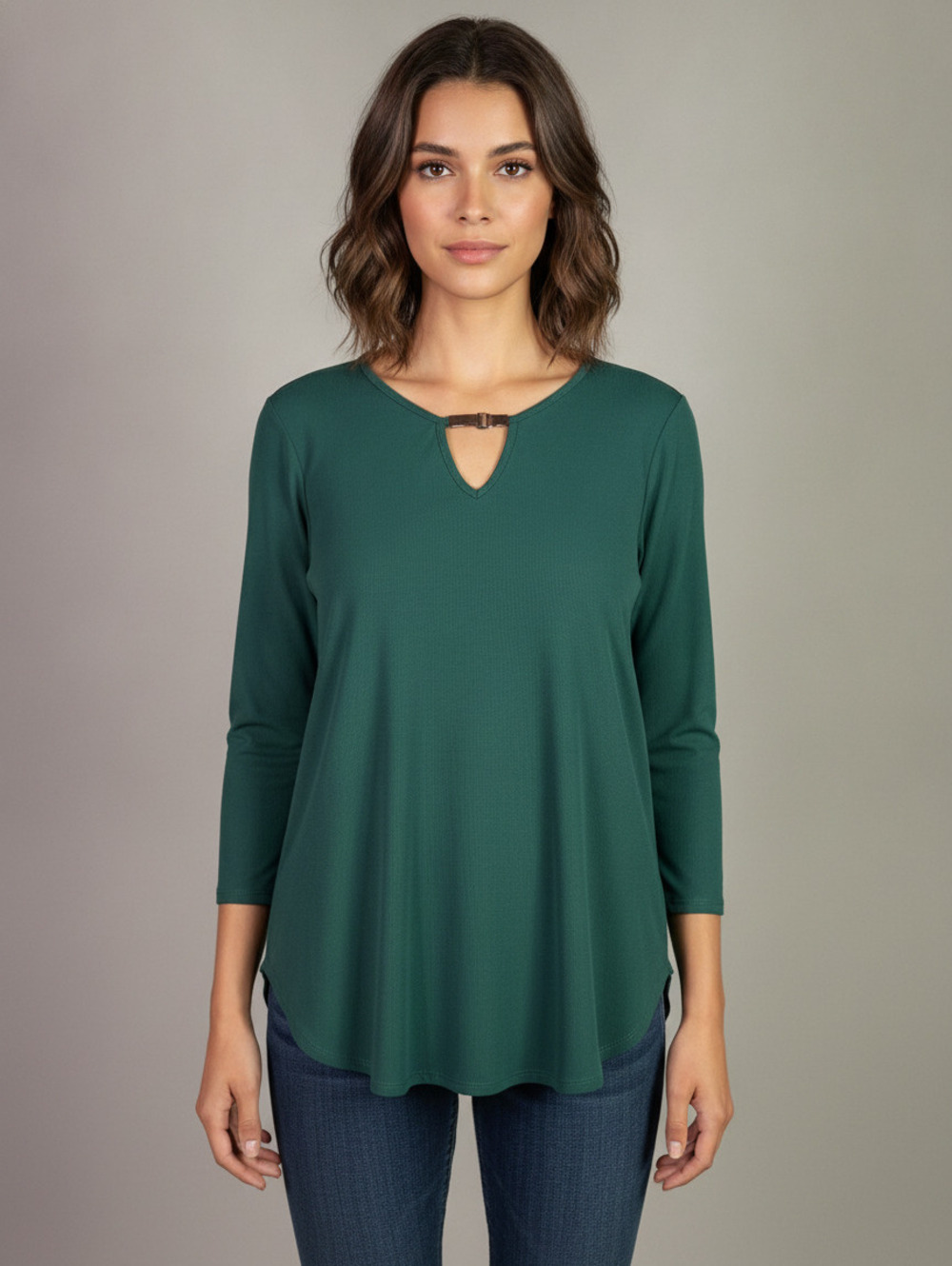 Meraki Women's Green Long Sleeve‎ Top with Keyhole Detail, Size XL